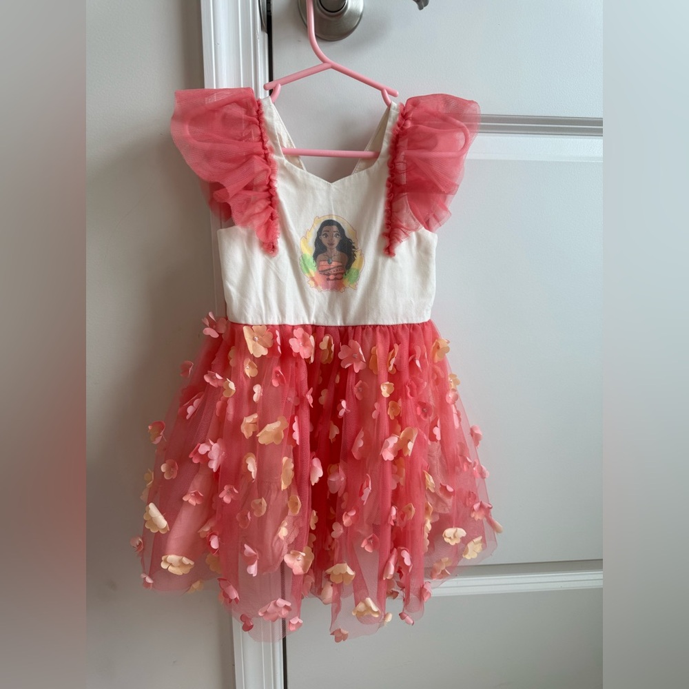 Disney Coral Pink and Cream Floral Tulle Dress for Kids